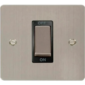 Click Scolmore Switch 1 Gang DP 45A Stainless Steel Black Insert