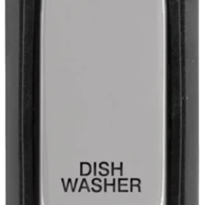 Click Scolmore Dishwasher Laser Etched Legend Black Frame 20AX Polished Chrome Double Pole Switch Module