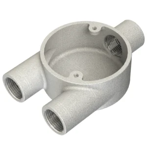 Newlec 25mm Steel Conduit Y/Trouser Box 3 Way Malleable Galvanised Steel
