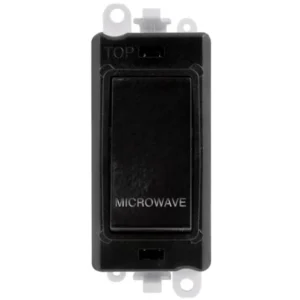Click Scolmore Microwave Laser Etched Legend Black Frame 20AX Black Double Pole Switch Module