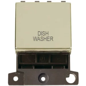 Click Scolmore Dishwasher Polished Brass 20A Double Pole Switch Module