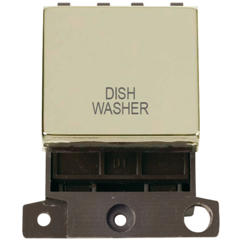 Click Scolmore Dishwasher Polished Brass 20A Double Pole Switch Module