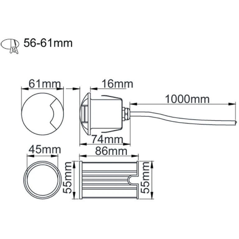 KSR Lighting Luminaire Wall/Ground One Way LED 4000K 3W Stainless Steel - Image 3