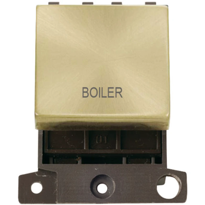 Click Scolmore Boiler Satin Brass 20A Double Pole Switch Module - Image 2