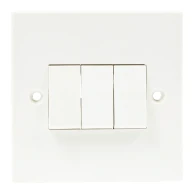 Newlec White Square Edge 10A Single Pole 3 Gang 2 Way Light Switch