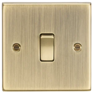 Knightsbridge MLA 20A 1G DP Switch - Square Edge Antique Brass