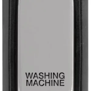 Click Scolmore Washing Machine Laser Etched Legend Black Frame 20AX Polished Chrome Double Pole Switch Module