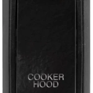 Click Scolmore Cooker Hood Laser Etched Legend Black Frame 20AX Black Double Pole Switch Module