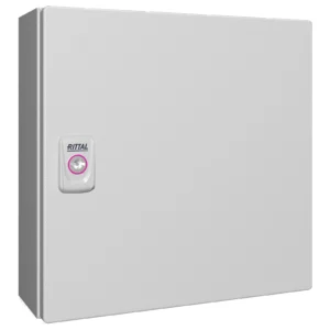 Newlec Enclosure Weatherproof RAL7035 300 x 300 x 120mm IP66 Light Grey Steel with Door