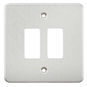 Knightsbridge MLA Flat plate 2G grid faceplate - brushed chrome
