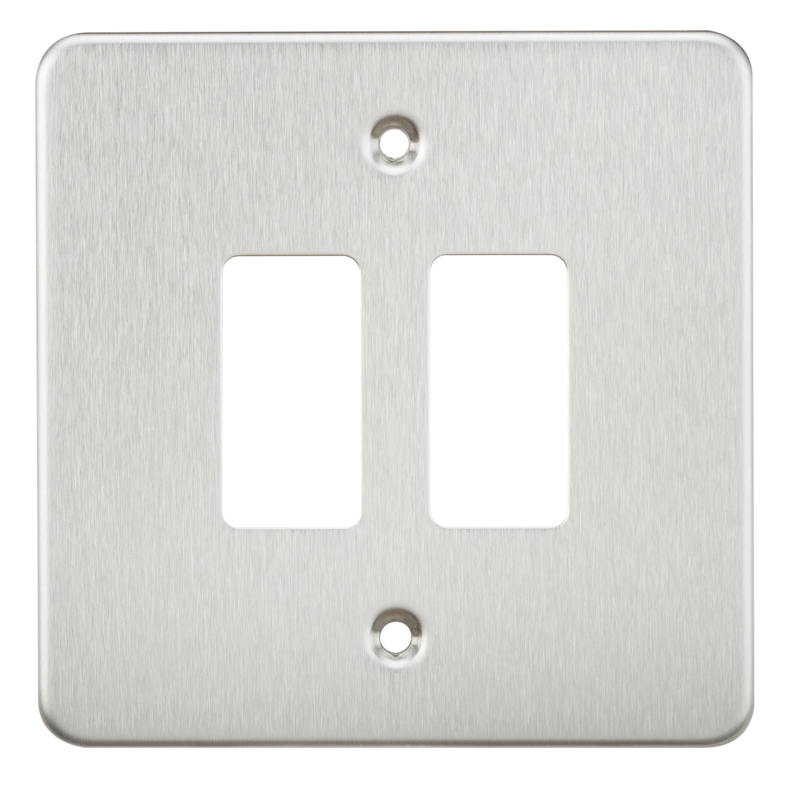 Knightsbridge MLA Flat plate 2G grid faceplate - brushed chrome