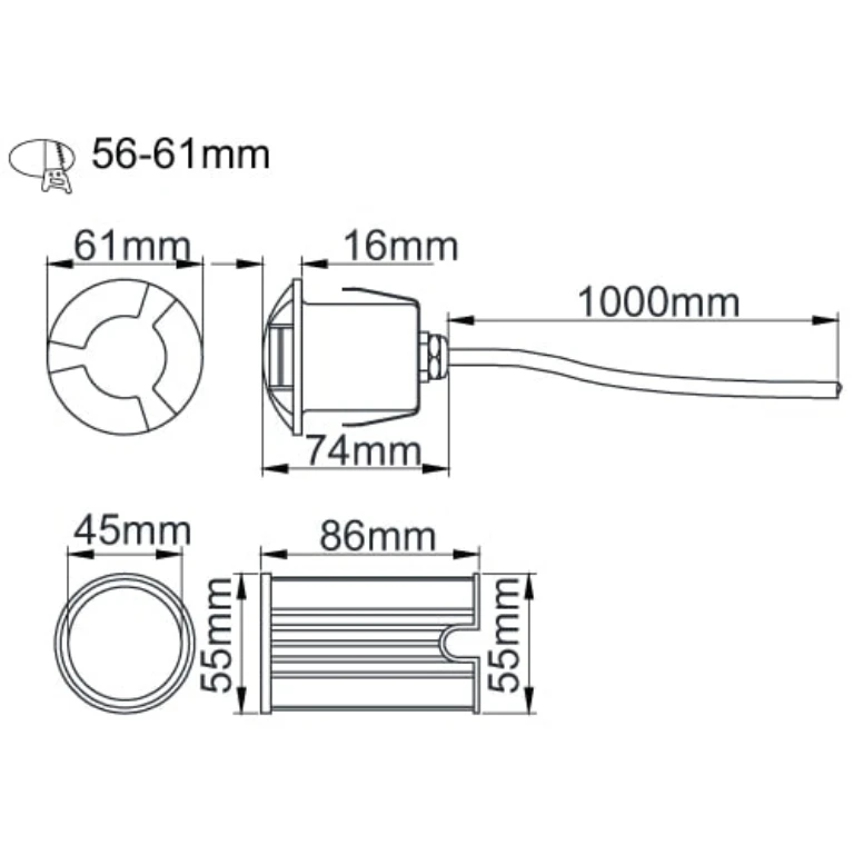 KSR Lighting Luminaire Wall/Ground Three Way LED 4000K 3W Stainless Steel - Image 3