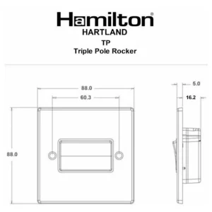 Hamilton Switch Rocker 1 Gang TP 10A 88X88mm Richmond Bronze Black Insert