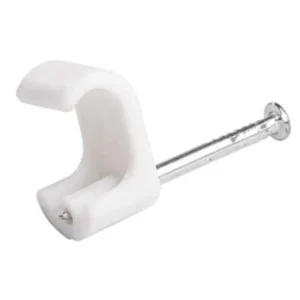 Newlec Cable Clip Nail In Flat White for 1.0/1.5mm Twin+Earth [Pack=100]