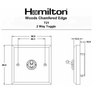 Hamilton Switch Dolly 1 Gang 2 Way 20A 88X88mm Medium Oak/Antique Brass