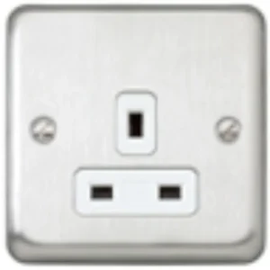 MK Electric Socket 1 Gang Unswitched Flush 13A Brushed Chrome