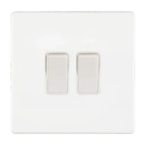 Hamilton Switch Rocker 2 Gang 2 Way 10A 86X86mm Bright White White Insert