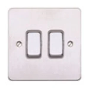 MK Electric Switch 2 Gang 2 Way SP 20A Lustrous Black Black Inserts