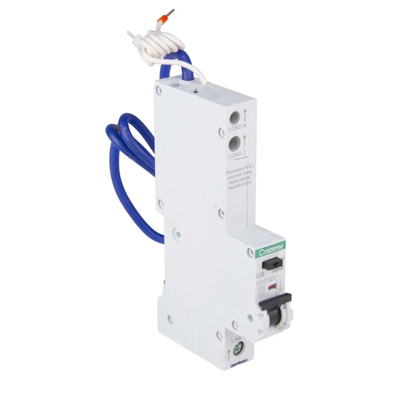 Crabtree C32 30mA 16kA 1P+N Type A RCBO (1 Module Width)