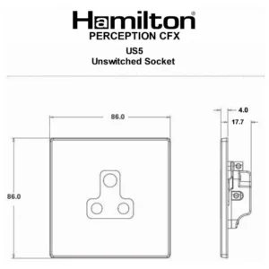 Hamilton Socket 1 Gang Unswitched 5A 86X86mm Black Surround