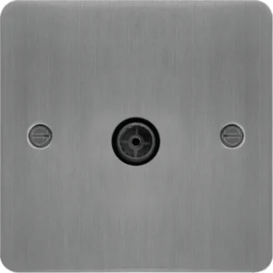 Hager Socket 1 Gang Tv Coaxial Female Brushed Steel Black Insert