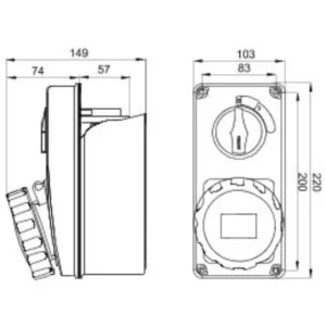 Gewiss Socket Double Pole+Earth Vertical Interlock 16A 110V Yellow Owb 4H Sbf