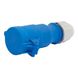 Newlec Industrial Power Connector Female Screw 2P+E 32A 230V IP44 Blue