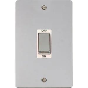 Click Scolmore Switch 2 Gang DP 45A Polished Chrome White Insert