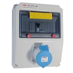 Newlec Industrial Power Socket RCD Surface Wall 2 Pole + Earth 32A 30mA 230V IP44 Blue