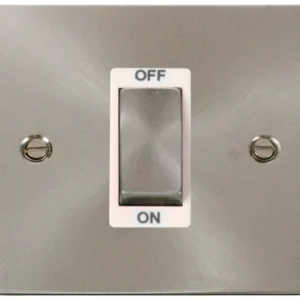 Click Scolmore Switch 1 Gang DP 45A Brushed Stainless White Insert