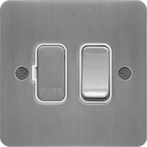 Hager Connection Unit DP Switched Fused 13A Brushed Steel White Insert