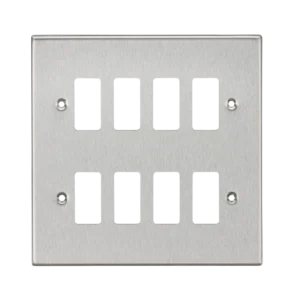 Knightsbridge MLA 8G Grid Faceplate - Square Edge Brushed Chrome