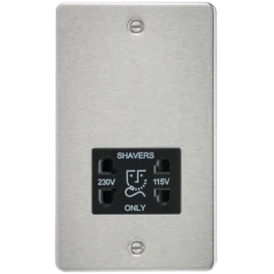 Knightsbridge MLA Flat Plate 115/230V dual voltage shaver socket - brushed chrome with black insert