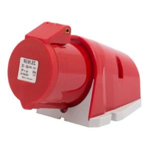 Newlec Industrial Power Socket Surface Wall 3P+E 32A 415V IP44 Red