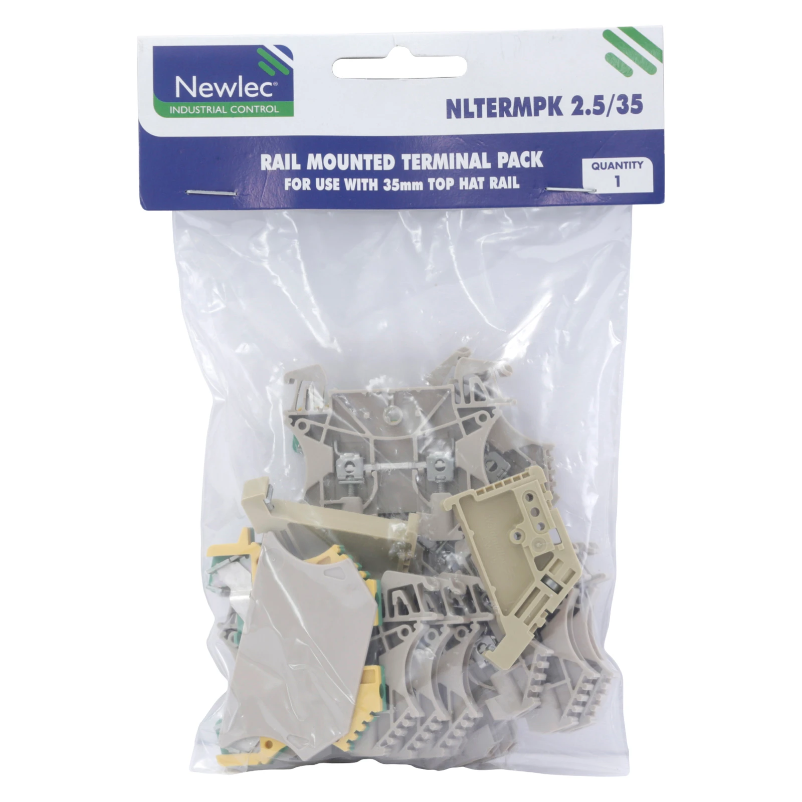 Newlec Terminal Pack 2.5mm² Plus 2 x Earth+2 x Stops+1 x End Plate for Din Rail Mounting - Image 2