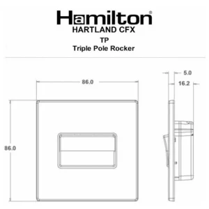 Hamilton Switch Rocker 1 Gang TP 10A 86X86mm PriMedium White Black Insert/Black