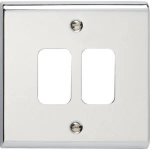 Deta Grid Plate 2 Gang Chrome