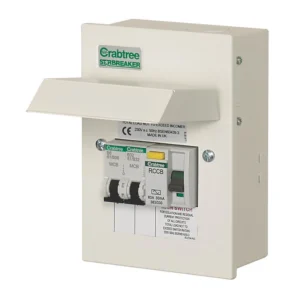 Crabtree 2 Way Consumer Unit RCD Incomer 63A 30mA with 1x B6 and 1x B16 MCB