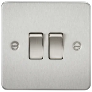 Knightsbridge MLA Flat Plate 10AX 2G 2-way switch - brushed chrome