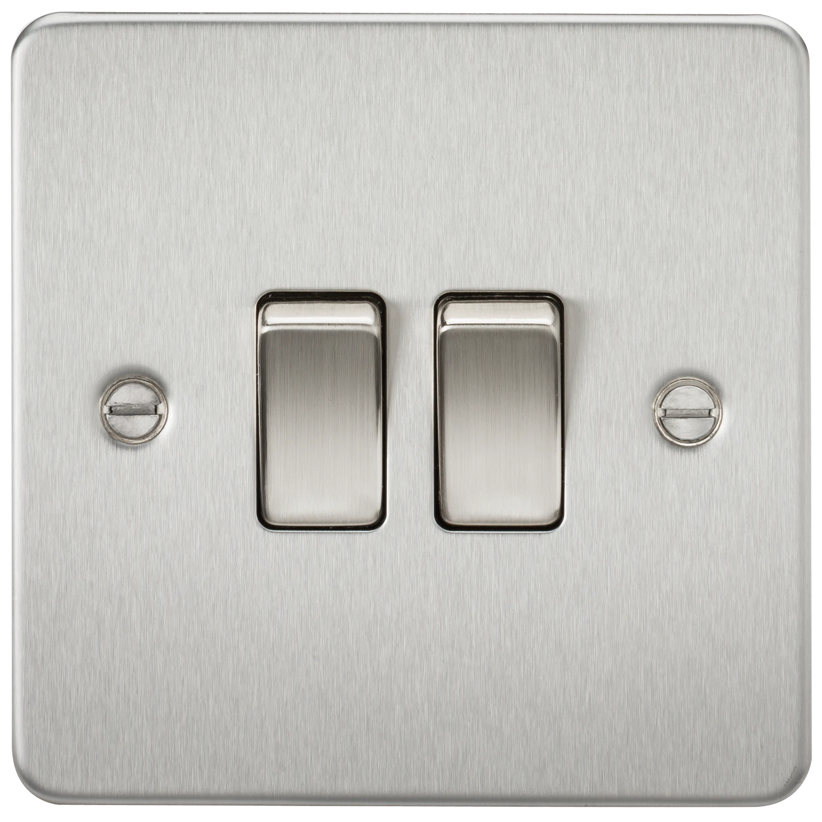 Knightsbridge MLA Flat Plate 10AX 2G 2-way switch - brushed chrome