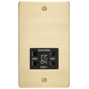 Knightsbridge MLA Flat Plate 115/230V dual voltage shaver socket - brushed brass with black insert