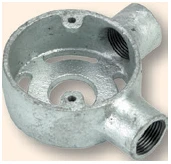 Niglon Circ Box 2 Way Ang Extension 20mm Malleable Iron Galvanised