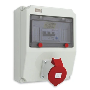 Newlec Industrial Power Socket RCD Surface Wall 3 Pole + Earth 16A 30mA 415V IP44 Red