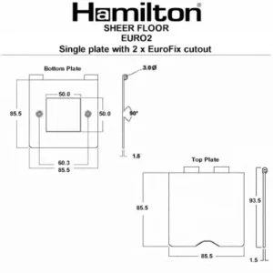 Hamilton Front Plate Single 2 Eurofix Apertures+Grid 86X86mm Antique Brass