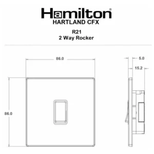 Hamilton Switch Rocker 1 Gang 2 Way 10A 86X86mm PriMedium White Black Insert