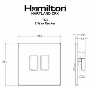 Hamilton Switch Rocker 2 Gang 2 Way 10A 86X86mm PriMedium White Black Insert