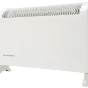 Consort Claudgen Heater Fan LST Free Standing Thermostat 1Kw White Integral Mesh Grille Fr