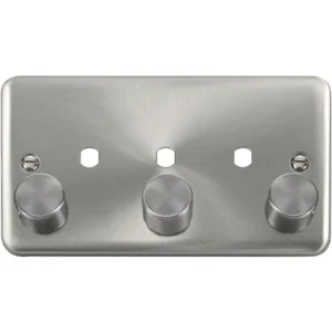Click Scolmore Front Plate 2 Gang Dimmer&Knob 3 Modules Satin Chrome