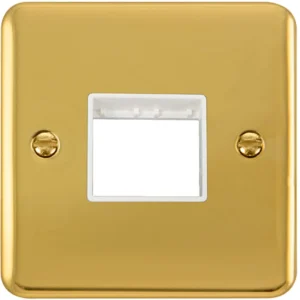 Click Scolmore Front Plate 1 Gang 2 Aperture Polished Brass White Insert