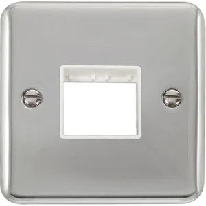 Click Scolmore Front Plate 1 Gang 2 Aperture Polished Chrome White Insert
